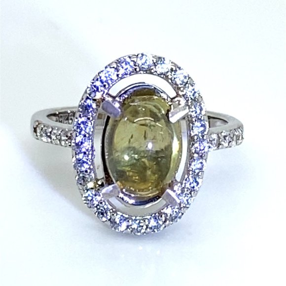 Apatite 2.65ct Platinum Finish Solid 925 Sterling Silver Ring - Picture 3 of 6